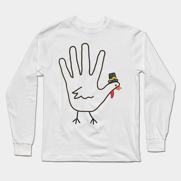 handdrawn turkey hand Long Sleeve T-Shirt by asyrum